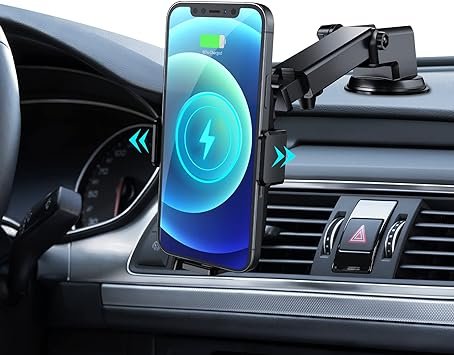 10W Qi Chargeur Induction Voiture, Support Téléphone Voiture, Chargeur sans Fil Voiture Rapide Automatic Clamping Porte Clip De Sortie d'air Support Téléphone Voiture