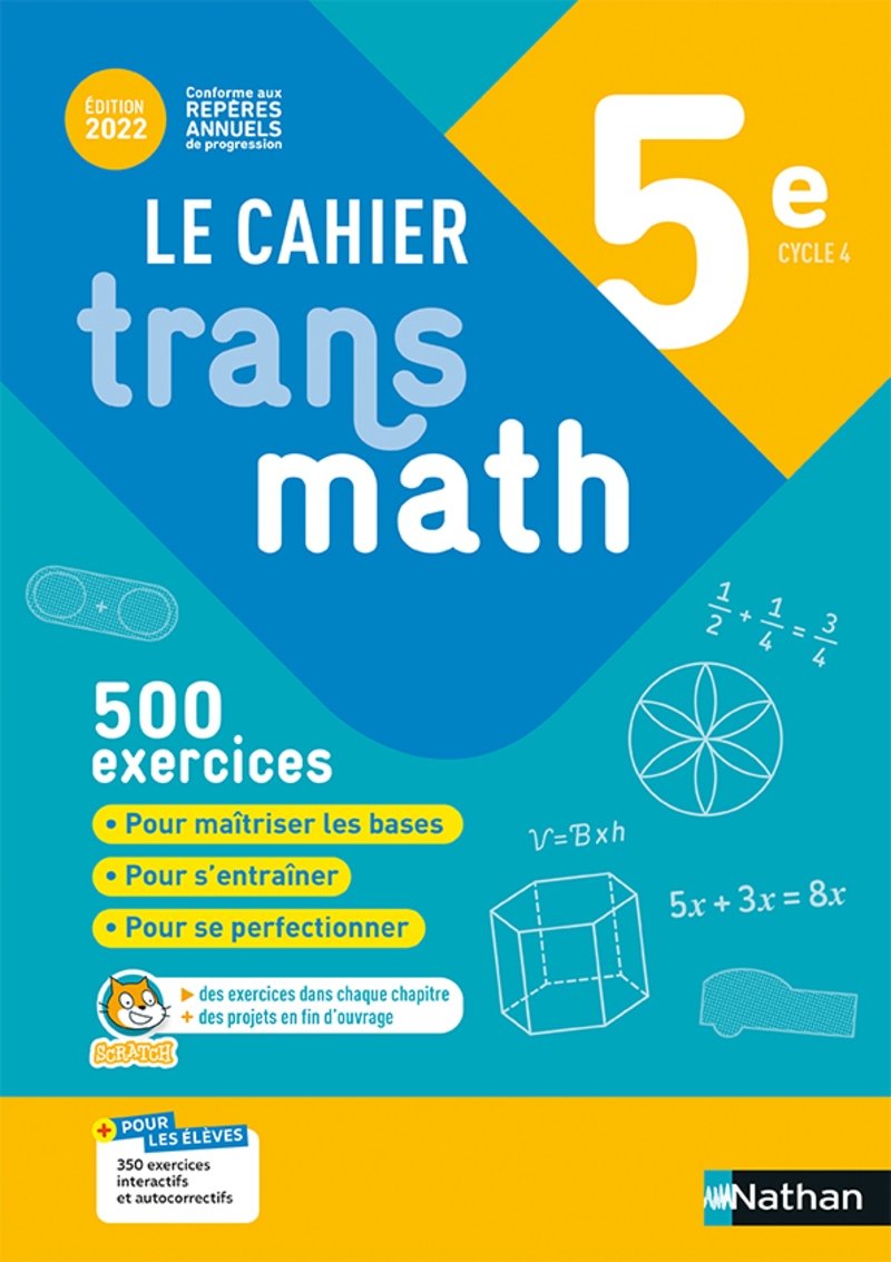 Le cahier Transmath 5e - Grand Format Edition 2022