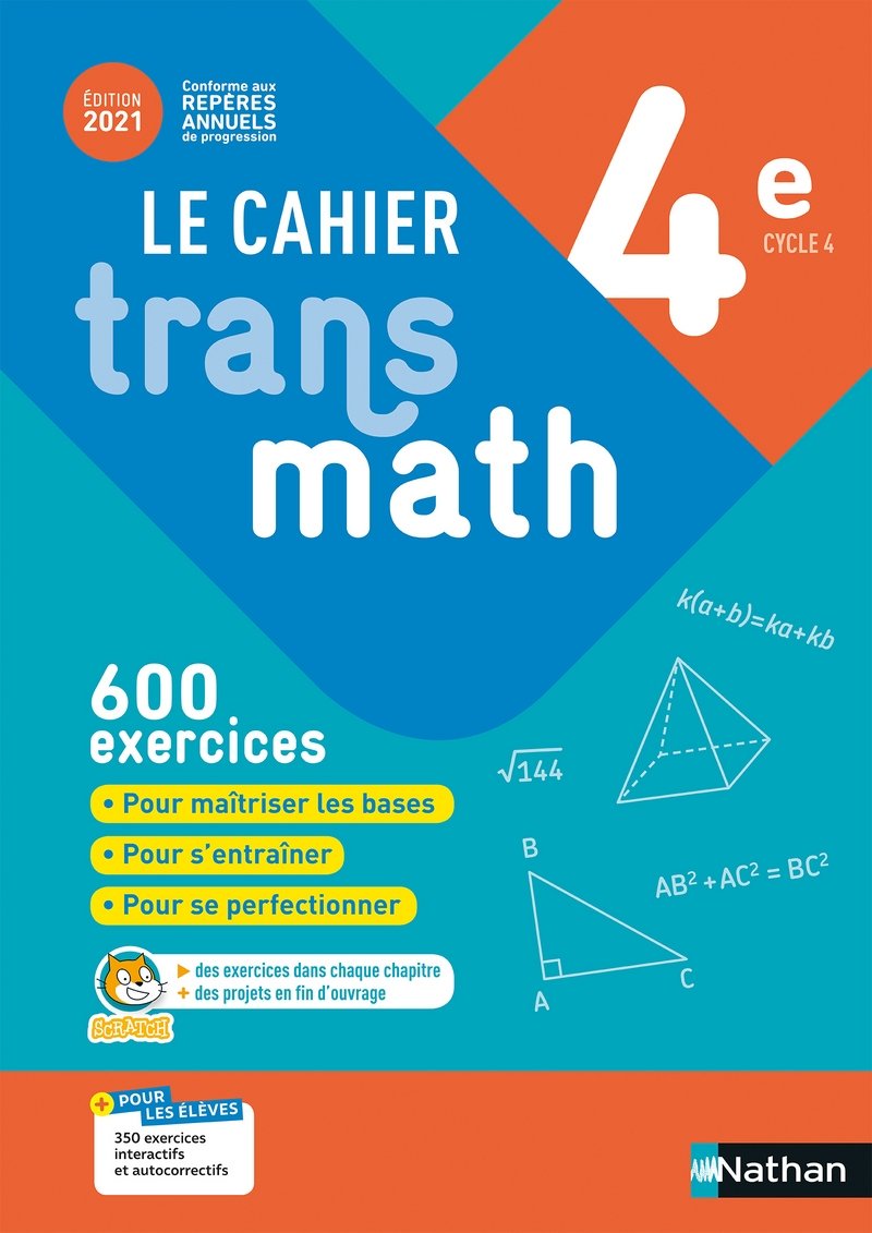 Le cahier Transmath 4e - Grand Format Edition 2021