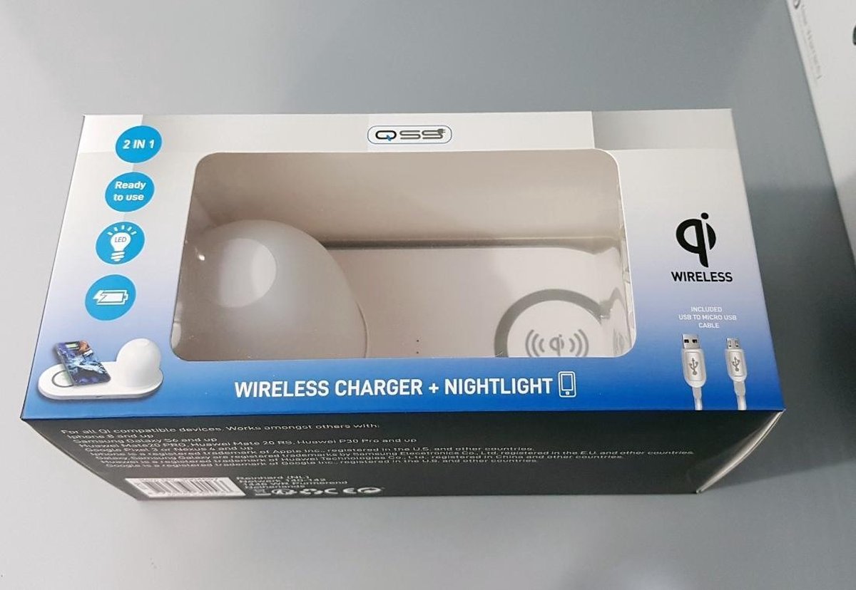 Chargeur sans fil QSS + Veilleuse : Veilleuse, recharge sans fil, chargeur