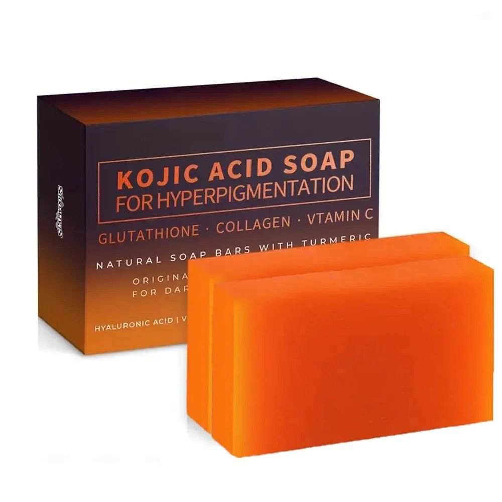 KOJIC ACID SOAP, Lot de 2 savons contre l'hyperpigmentation à base de glutathionne, collagen, vitamine C pour le visage et le corps