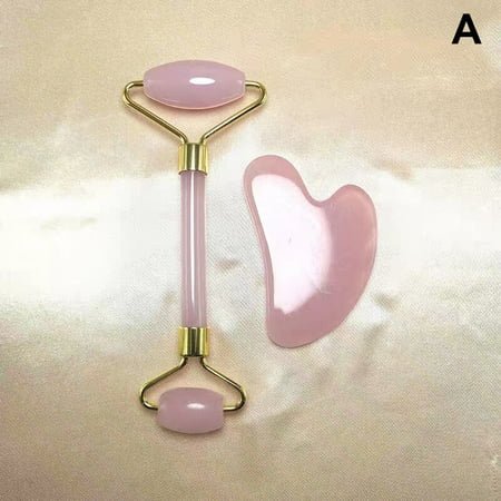 GUA SHA & ROULEAU DE JADE ROSE, outils de massage du visage, favorisant la pénétration des produits 