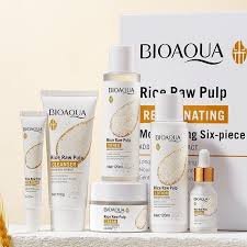 BIOAQUA, Ensemble de six produits à base de pulpe de riz, soins du visage hydratant et raffermissant 