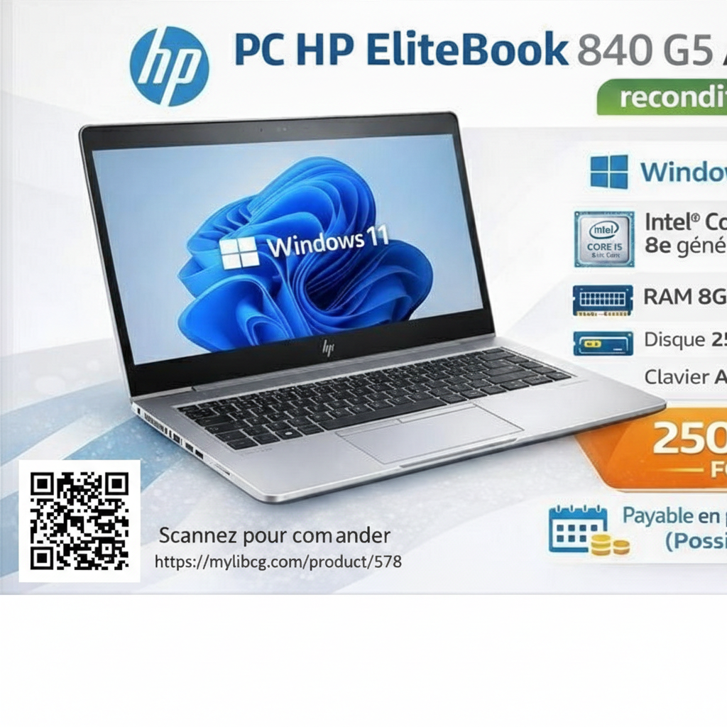 Ordinateur portable HP EliteBook 840 G5 de 8e génération Argent reconditionné