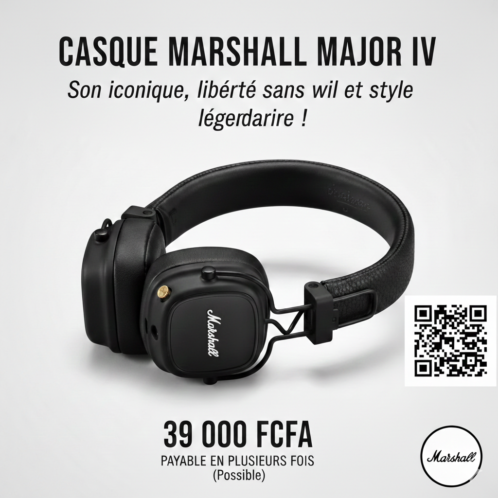 CASQUE MARSHALL MAJOR IV — Son iconique, liberté sans fil et style légendaire !